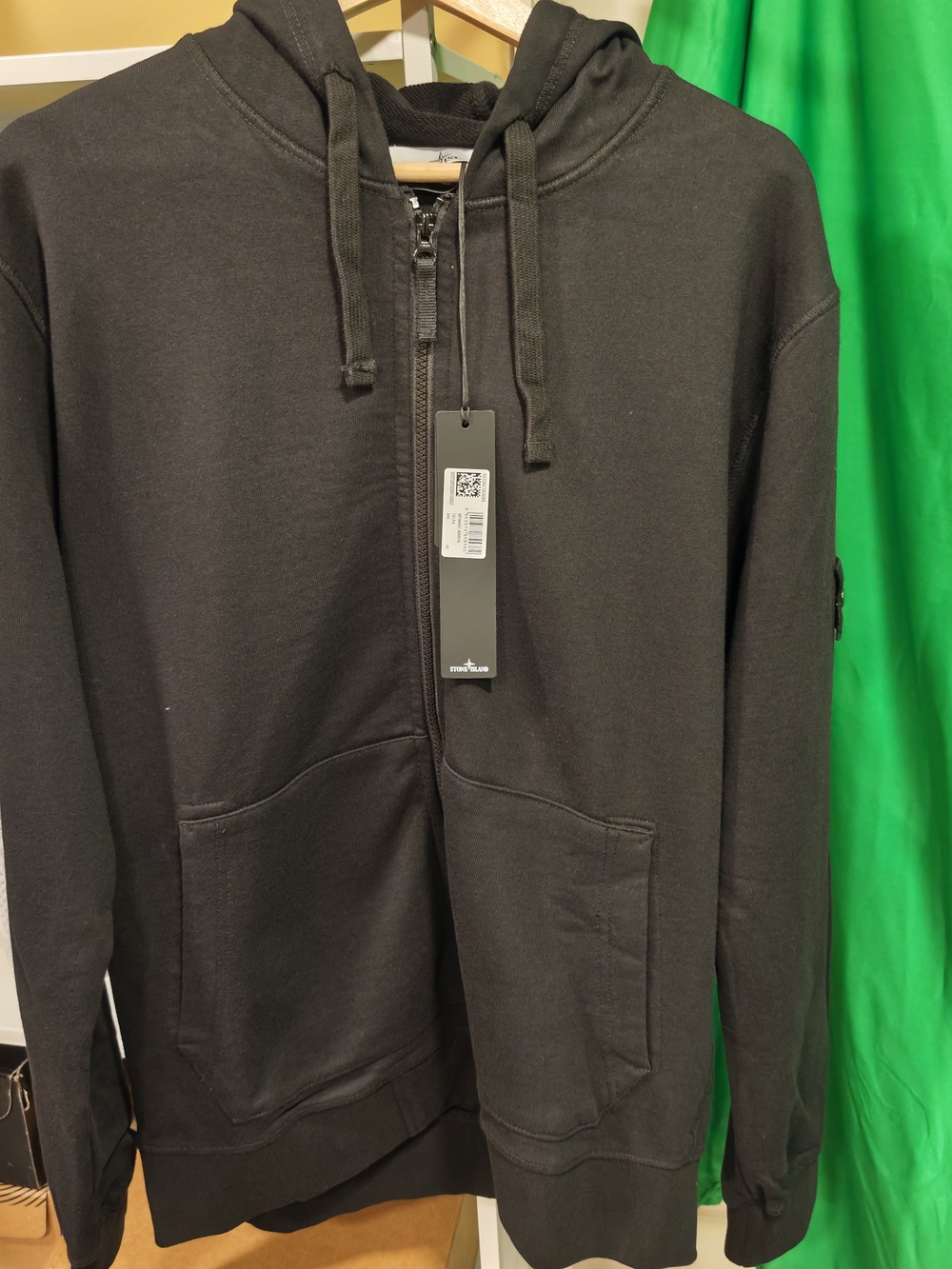 Stone Island Black Zip-Up Hooded Sweater